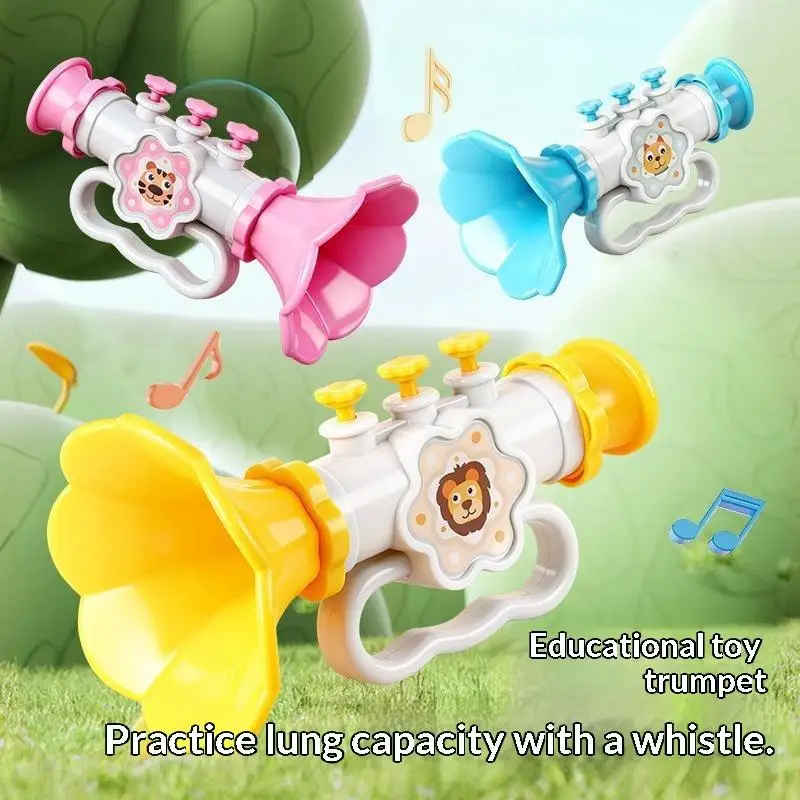 Cartoon Trumpet Blowing Horn Toy Eco-Friendly Musical Instrument Early Education Whistle for Preschool Kids Sensory Training