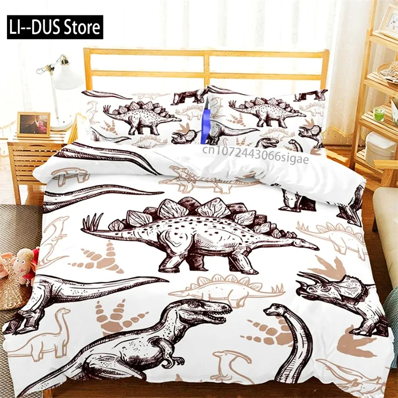 

Dinosaur Duvet Cover Set Kids Bedding Set Full Queen Size 3D Cartoon Animal Duvet Cover for Boys Girl Children Color Quilt Cover