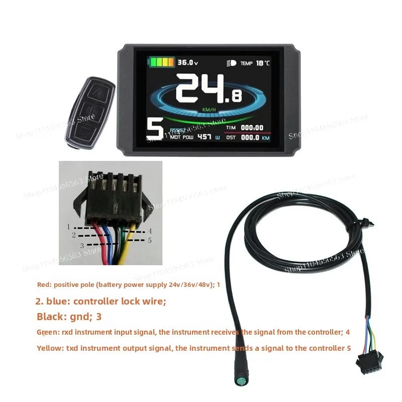 KT-LCD8LU Color LCD Display with Light Sensor, Waterproof Connector, Electric Bicycle Conversion Meter