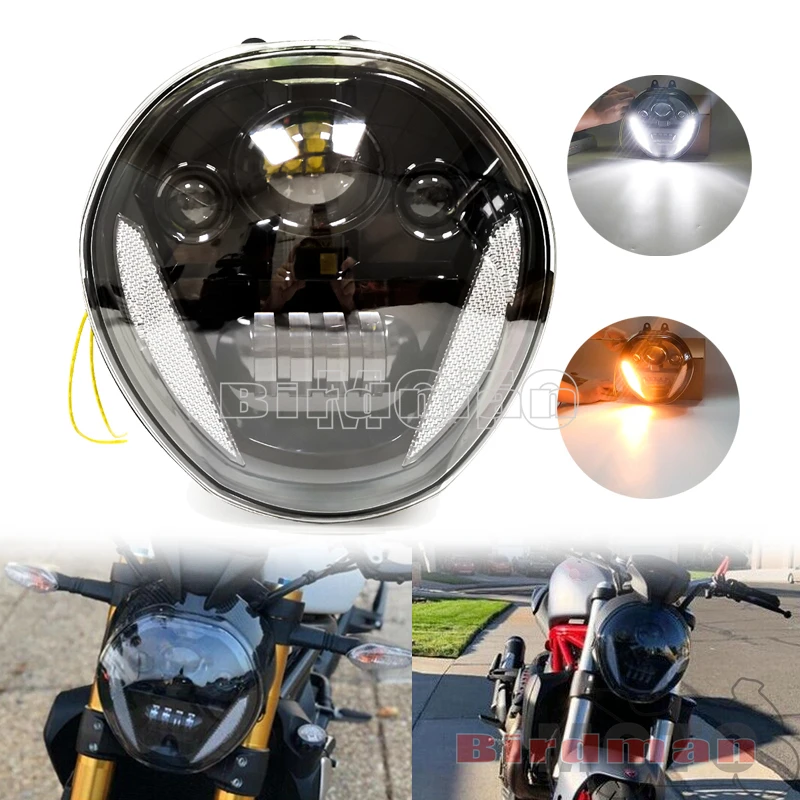 12V Motorcycle LED Headlight Running Light For Ducati Monster 821 1200 1200R 1200S 2014-2017 Headlamp Front Light Replacement