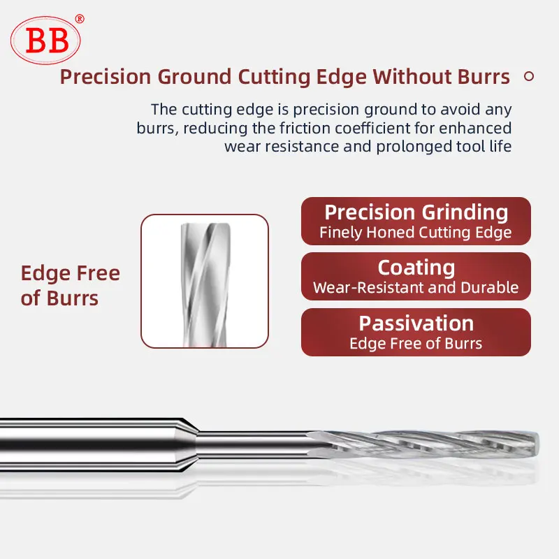 BB Carbide Drilling Tool Machine CNC Spiral Flute External Cooling Reamer PRO for Aluminum Diameter 2.23-3.95