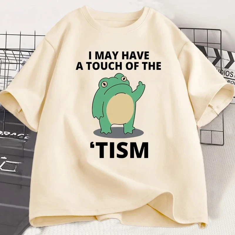 I May Have A Touch of The Tism Funny T Shirt Autism Retro T-Shirt Short Sleeve Tshirt Casual women O-neck T Shirt Tee Tops Y2K