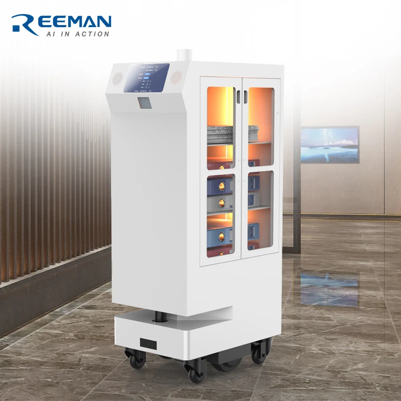 Autonomous Delivery Robot New Style Intelligent Robot Take The Elevator Autonomously Acrylic Door Food Service Robot