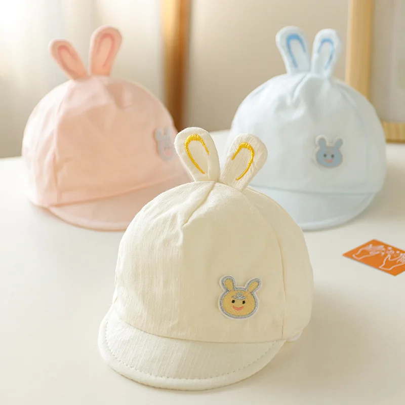 Gorro con visera para recién nacido de 0 a 6 meses, gorros finos de algodón con lengua de pato para bebé, gorra de béisbol con protección solar infantil de dibujos animados, visera para niño y niña