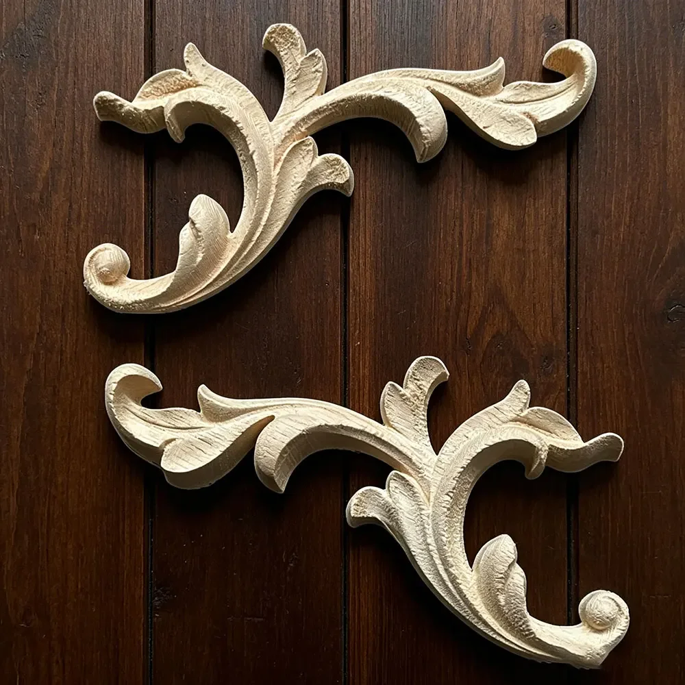 10PCS Woodcarving Decal Corner Applique Frame Door Decorate Wall Doors Furniture Wooden Miniature Franch Hollow Flower