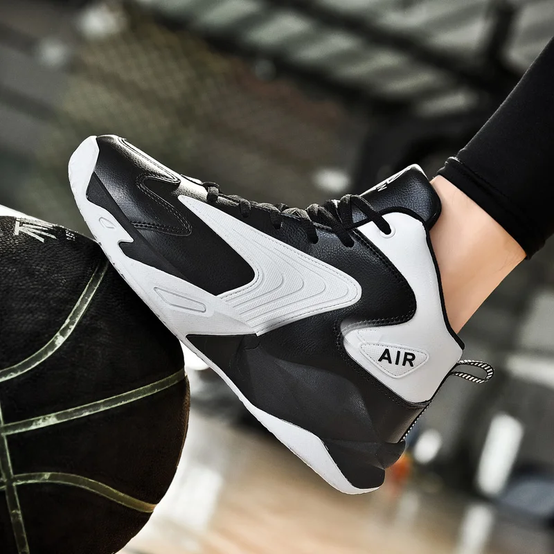 

2022 Couple Sneakers Men Air Cushion Basketball Shoes Women Leather Sports Shoes Male Trainers High-top Waterproof Boots 36-48