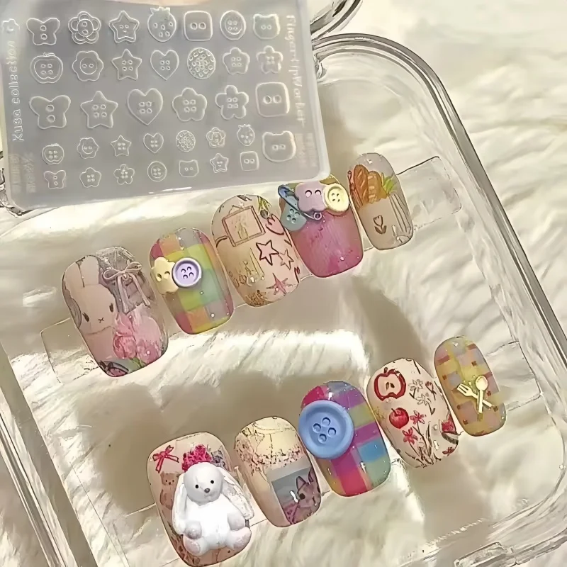 A Cartoon Nail Mold, Key Chain, Love Lock, Star Button, Irregular Shaped Button, Three-Dimensional Creative Nail Mold