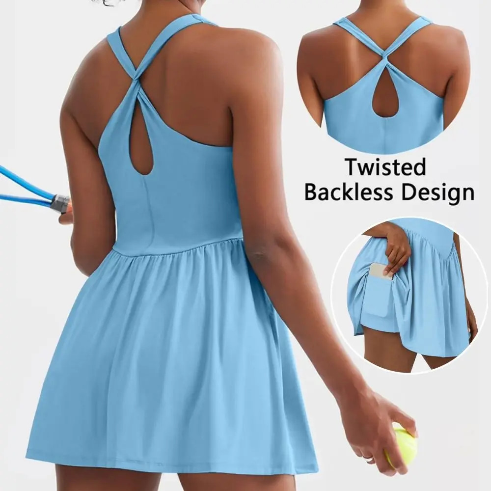 Cross Strap Girls Sling A-line Skirt High Waist Pleated Teenagers Dress Slim Fit Sporty Style Sleeveless Short Dress Women