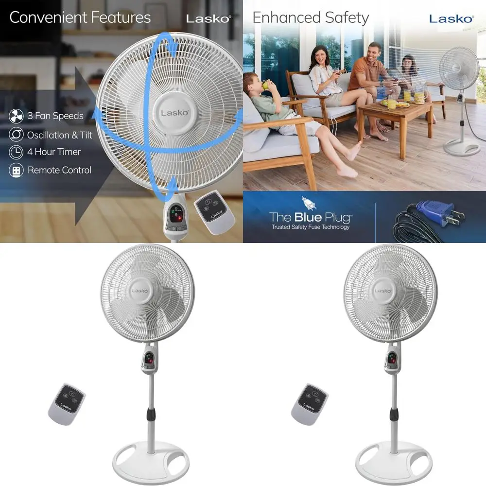 

16-дюймовый осциллирующий напольный вентилятор с таймером и пультом дистанционного управления для помещений, идеально подходит для спален, гостиных, домашних офисов и др.