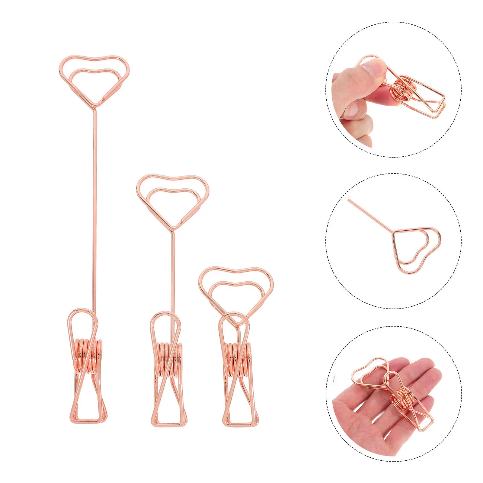 6Pcs Elegant Heart Design Metal Memo Holder Stand Clip for Desk Cards Notes Business Memos Place Cards Office Home Party