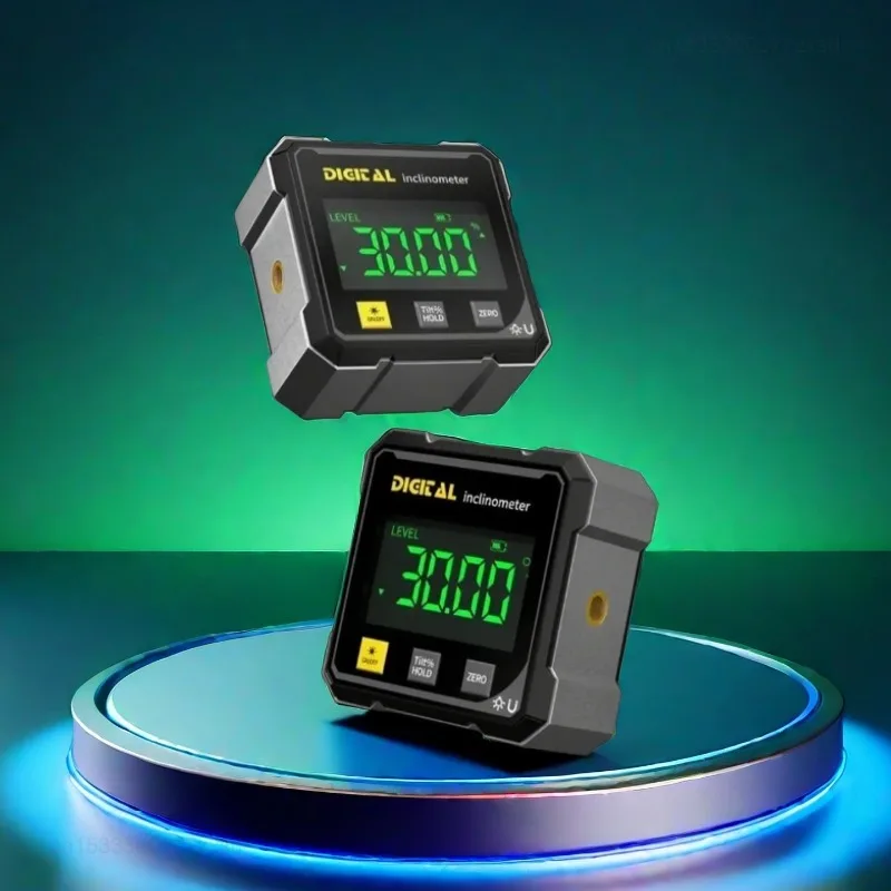 Portable Digital Level Protractor Inclinometer Double Laser Line Digital Display 360 Degree Magnetic Mini Electronic Level Laser