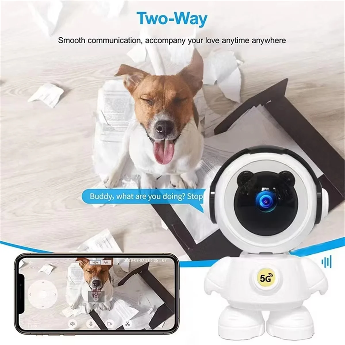 AT59 HD Camera Wireless WiFi Mobile Phone Remote Monitoring Home Robot Camera Monitoring EU Plug