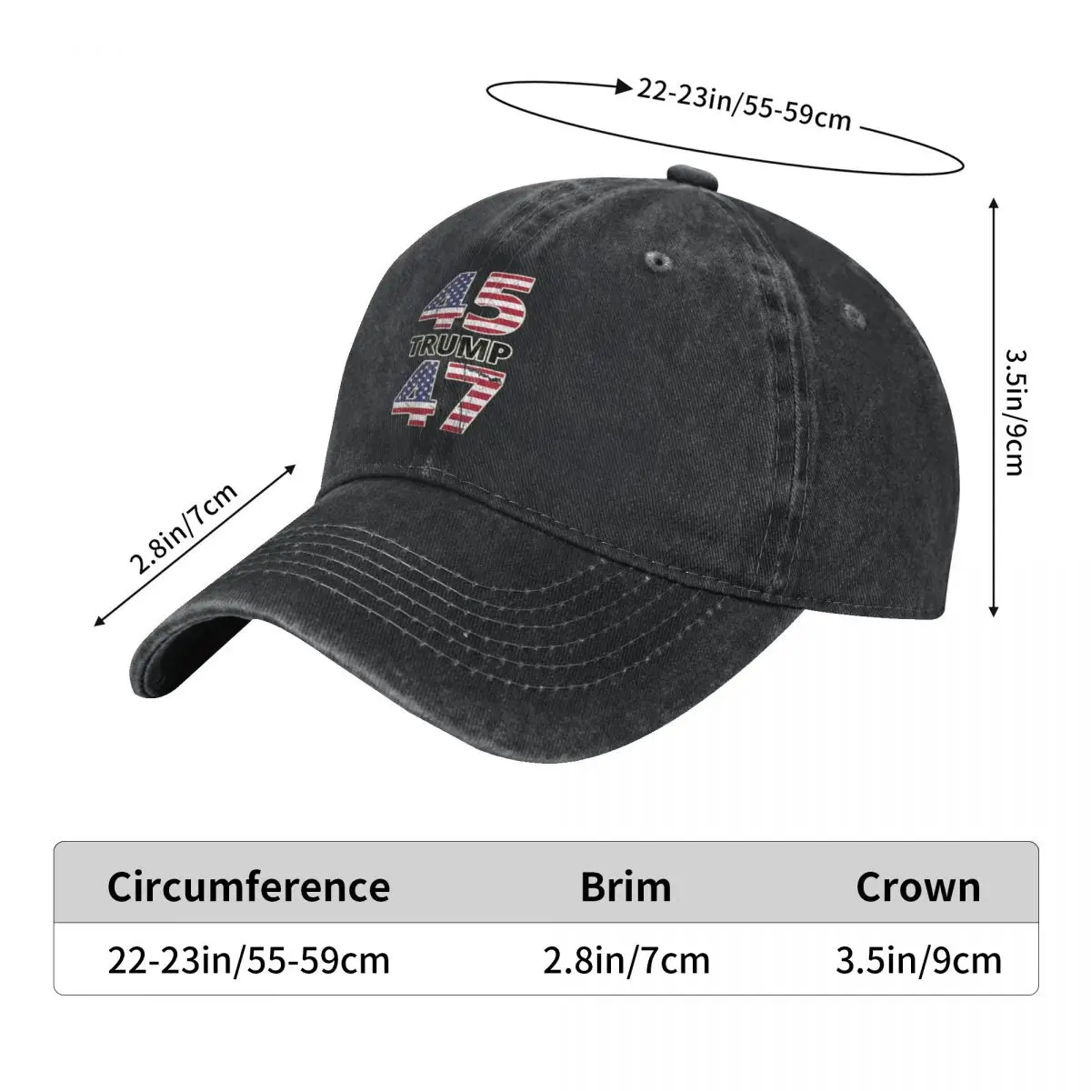 Trump-gorra de béisbol para hombre y mujer, gorro clásico desgastado, ajustable, 45, 47, 2024