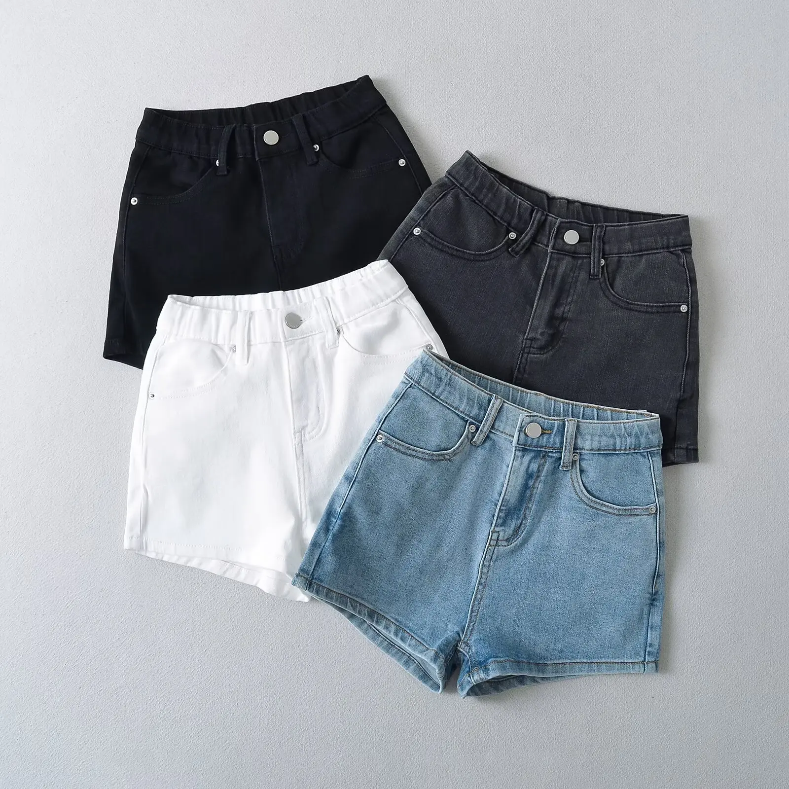 Sweet Spicy High Waist Denim Shorts Show Legs Slimming Hip Enhancing Stretchy Summer Sexy Popular Wide Leg Pants