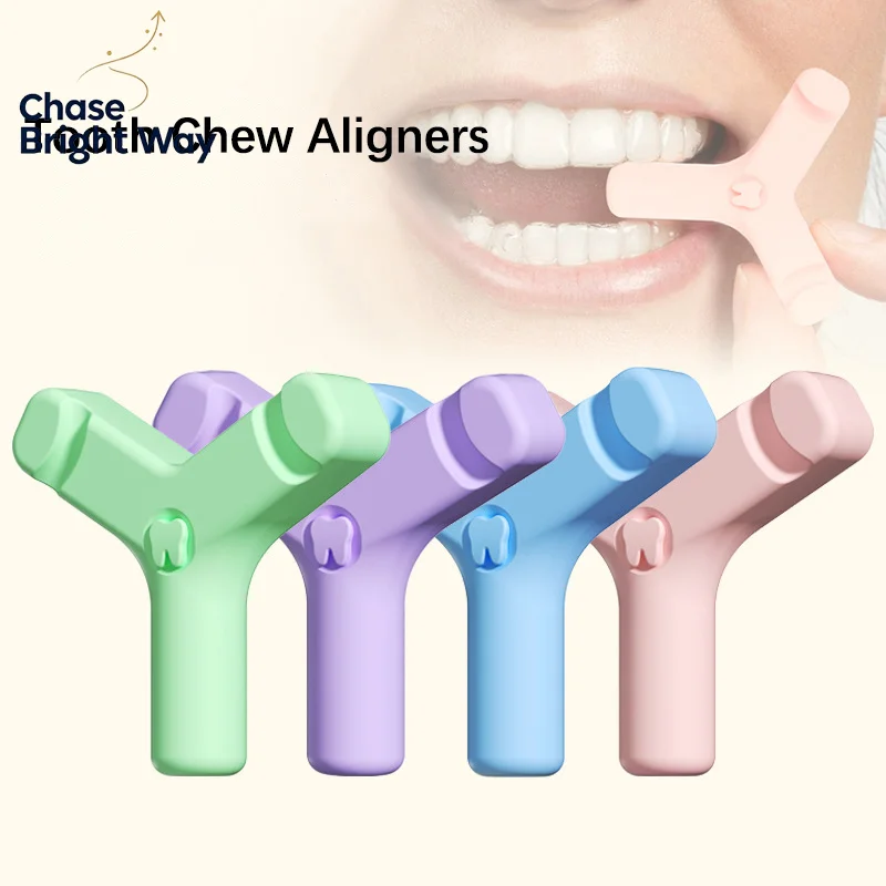 4PCS Dental Aligner Chewies Silicone Teeth Stick Bite  Bite Chewies Prevent Face Distortion Y Shaped