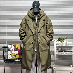 Men's Coat Hooded New Korean Style Windbreaker spring autumn long coat field jacket