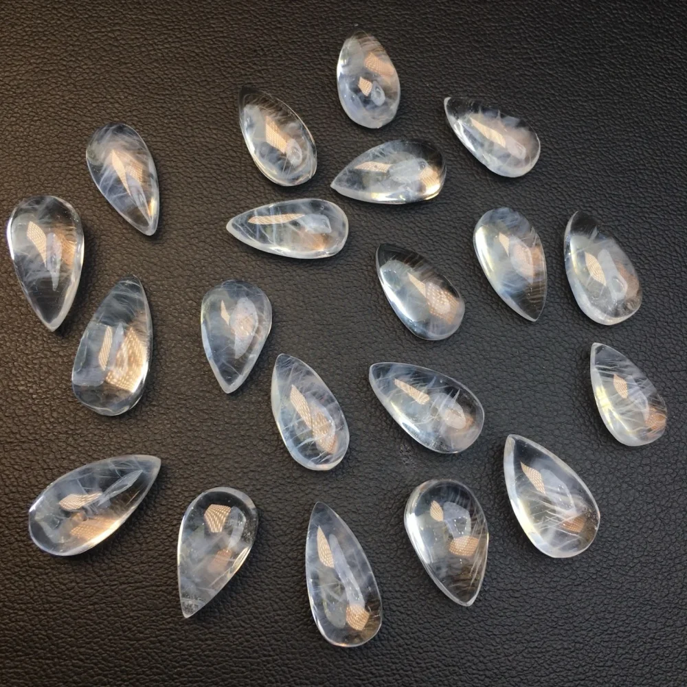 10PCS 8-10mm Natural Blue Rutilated Quartz Waterdrop Beads Polished Crystal Reiki Healing Jewelry Making Cute Rock Pendant Gift