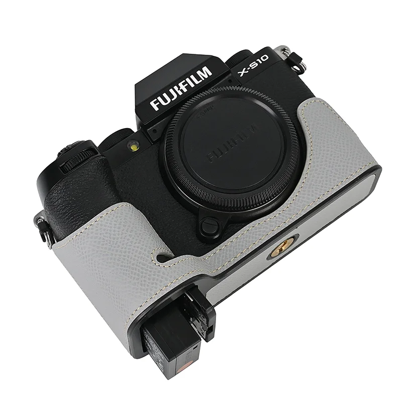 حافظة من الجلد الطبيعي لفوجي فيلم ، صفيحة من سبائك الألومنيوم ، حقيبة كاميرا قاعدة نصف الجسم ، فتحة واقية ، غطاء سفلي