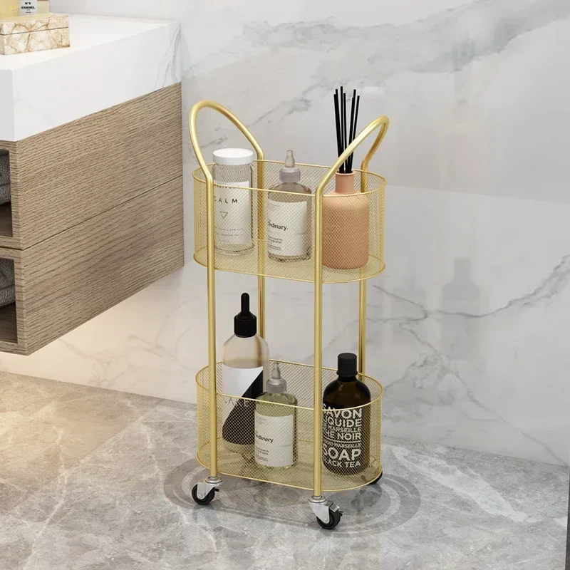 

Nordic Removable Bathroom Storage Rack Toilet Shelf Multi-layer Wrought Iron Rack with Wheels Rack for Toiletries By The Bathtub