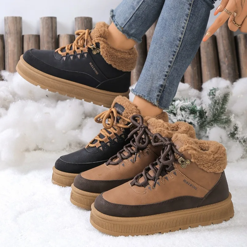 Winter New Women's Vintage Comfortable Mid Heel Snow Boots 2026 Women Anti Slip Wear-resistant Fashionable Keep Warm Snow Boot