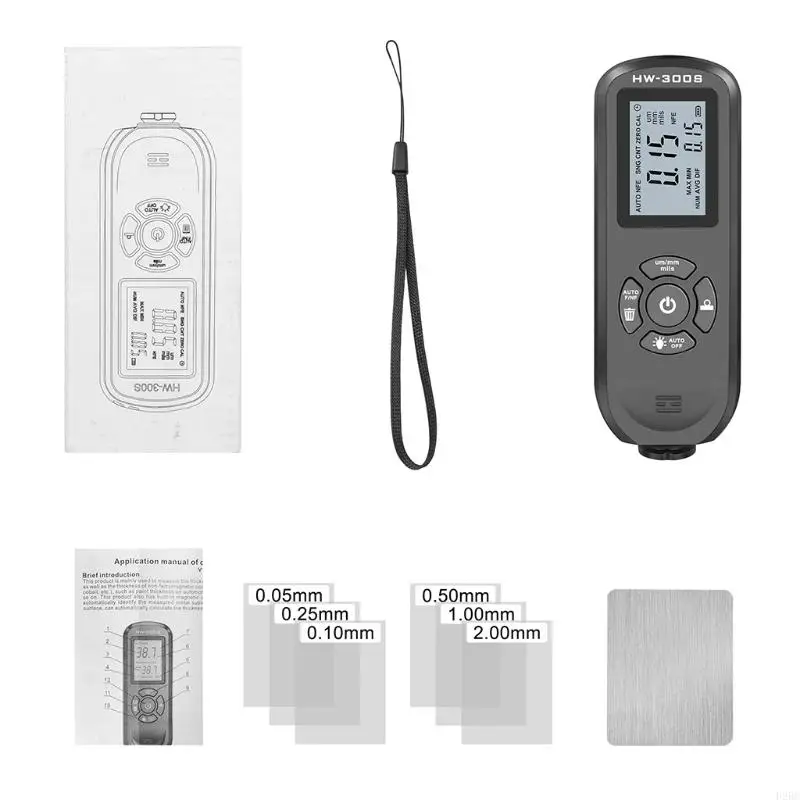 F26C Coating Thickness Gauge with Calibration Sheet Digital Paint Depth Gauge Meter Rubber Protective Automatic F/NF 2 Colors