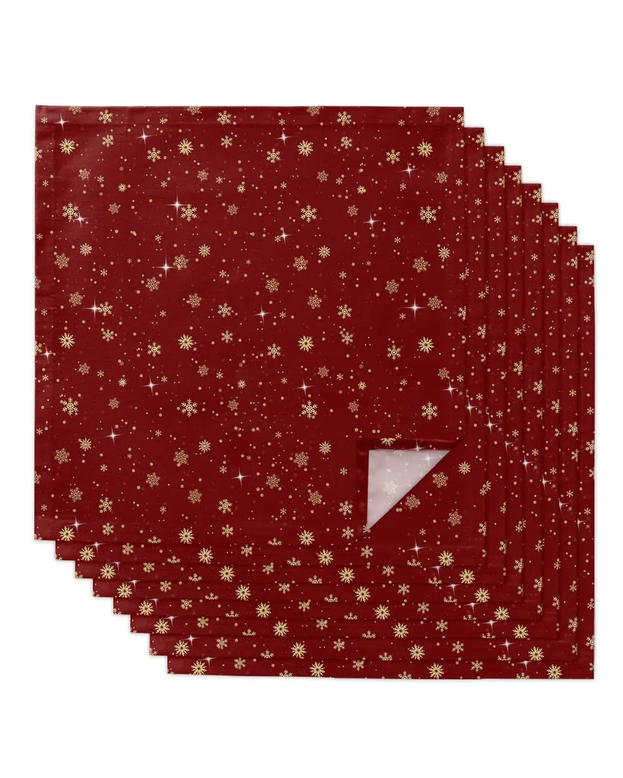 4pcs Snowflake Polka Dot Gold  Table Napkins Cloth Set Kitchen Dinner Tea Towels Table Mat Wedding Decor Napkins