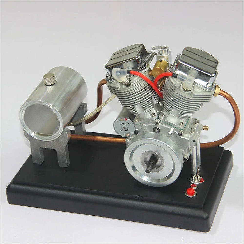 CISON FG-VT9 V2 Engine 9cc Four Stroke Air Cooled Engine Electric Drill Starting V Type Twin Cylinder Metal Engine Model