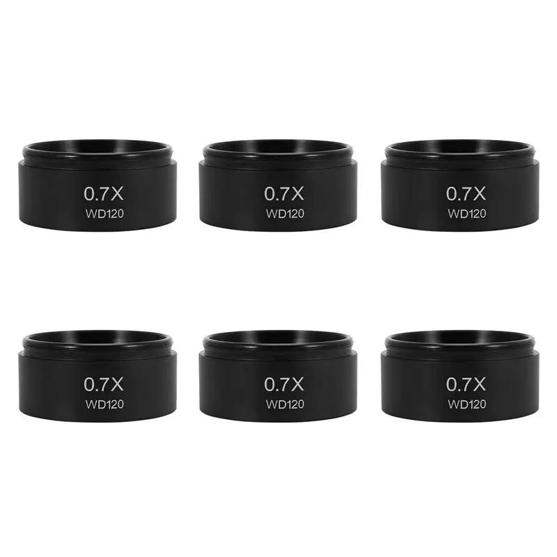 PERFECT MODERN 6Pcs WD120 0.7X Lentille d'objectif auxiliaire pour microscope stéréoscopique trinoculaire, lentille de Barlow, filetage 48 mm