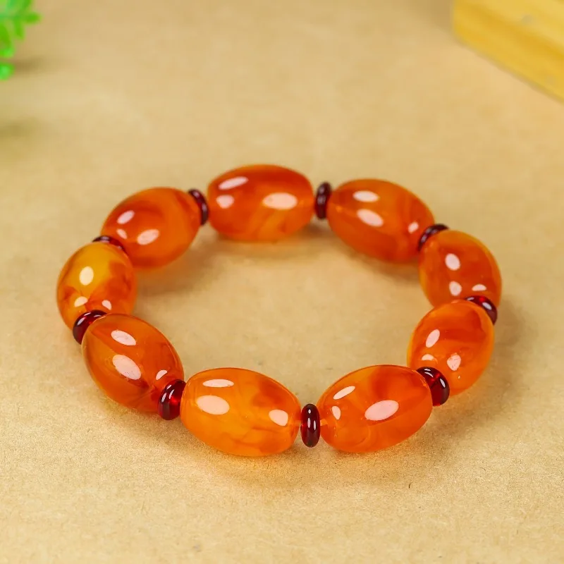 

Carefully polished into oval beads with red beads for men and women
