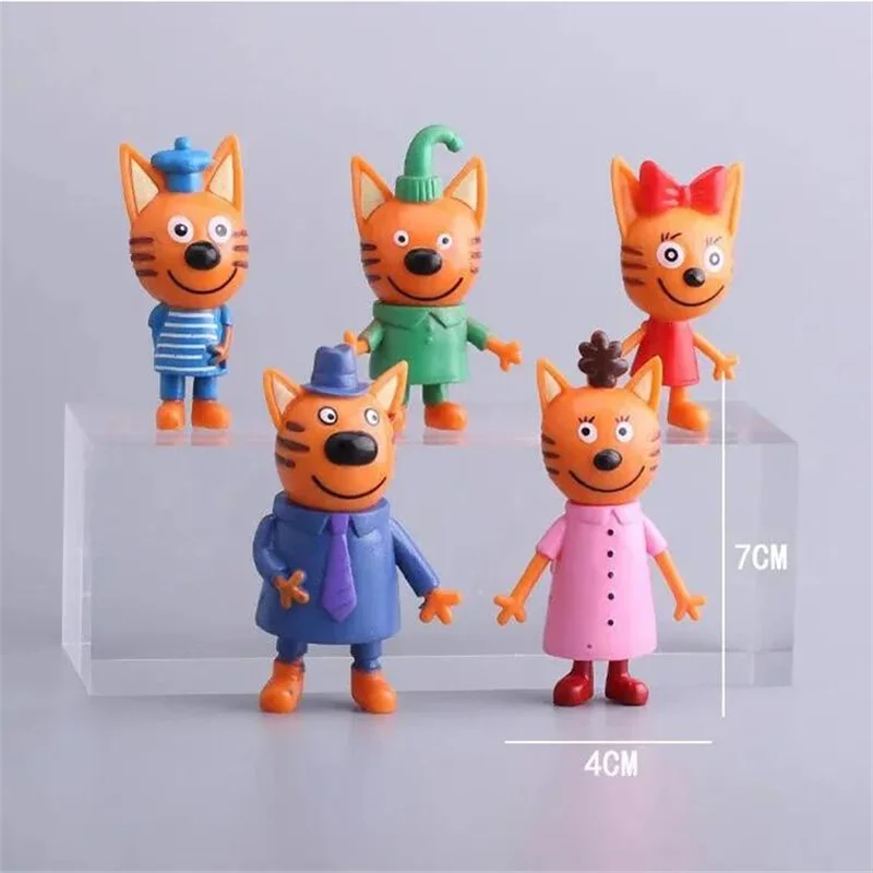 5 Pcs/Set 6-8 CM Russian Three Little Kittens Action Figure Toys Cartoon Anime Happy Cats TpnkoTa Model Office Decorations Gifts