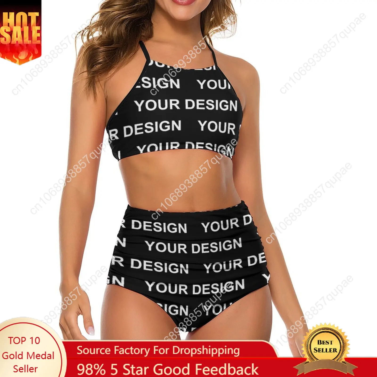 

Design Customized Bikinis Set Custom Made Your Image High Cut Bikini Swimsuit High Waist Swimwear Print Bathing Suit Beach Wear