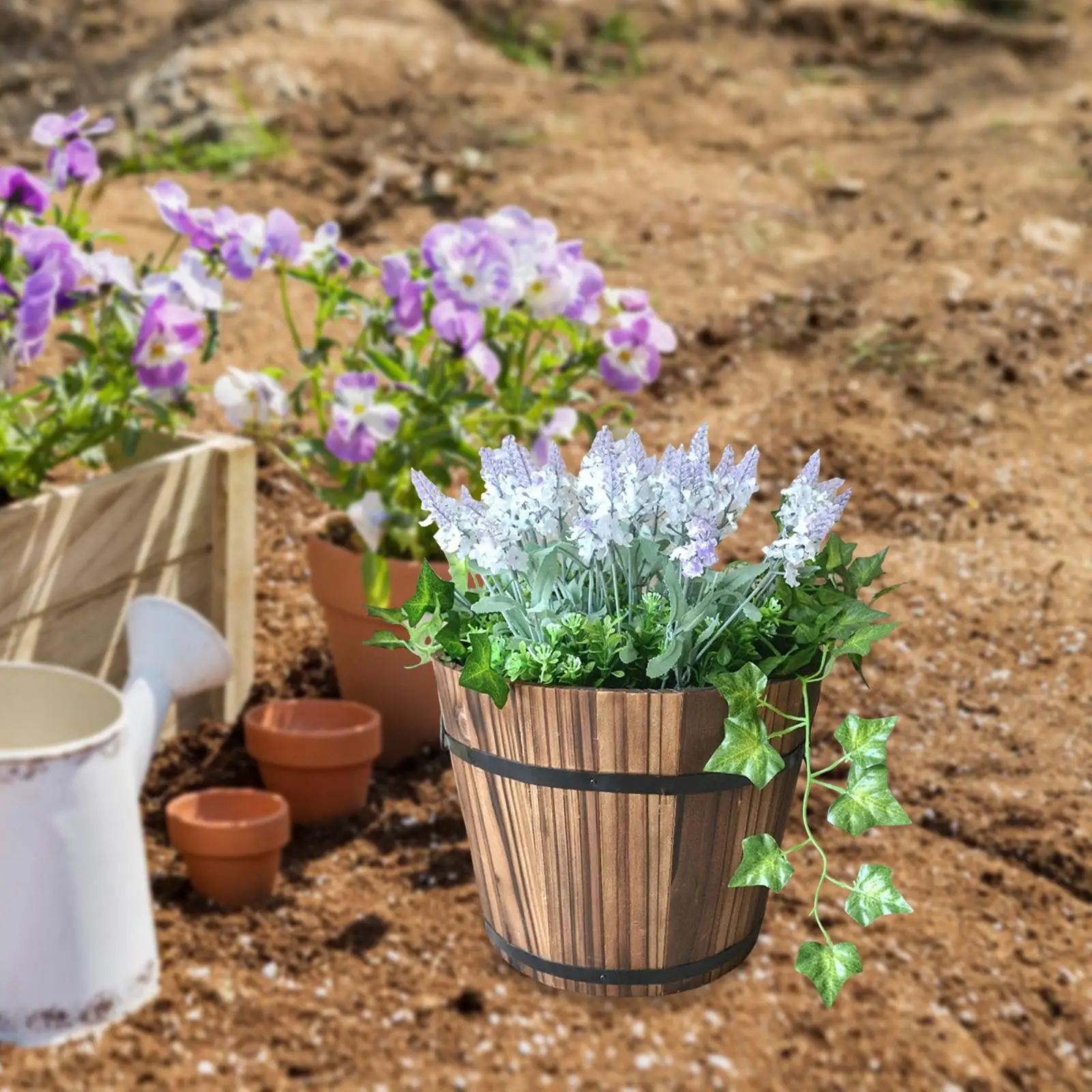 

Ведро для цветов, многофункциональное кашпо, прочный цветочный горшок, деревянный для сада, дома, патио, кухни
