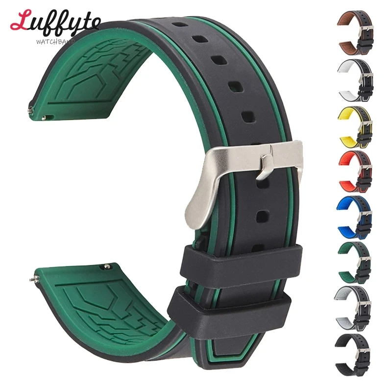 Silicone Watch Band 20mm 22mm 24mm Quick Release Rubber Watches Strap for Men Women Waterproof Replacement Watchband