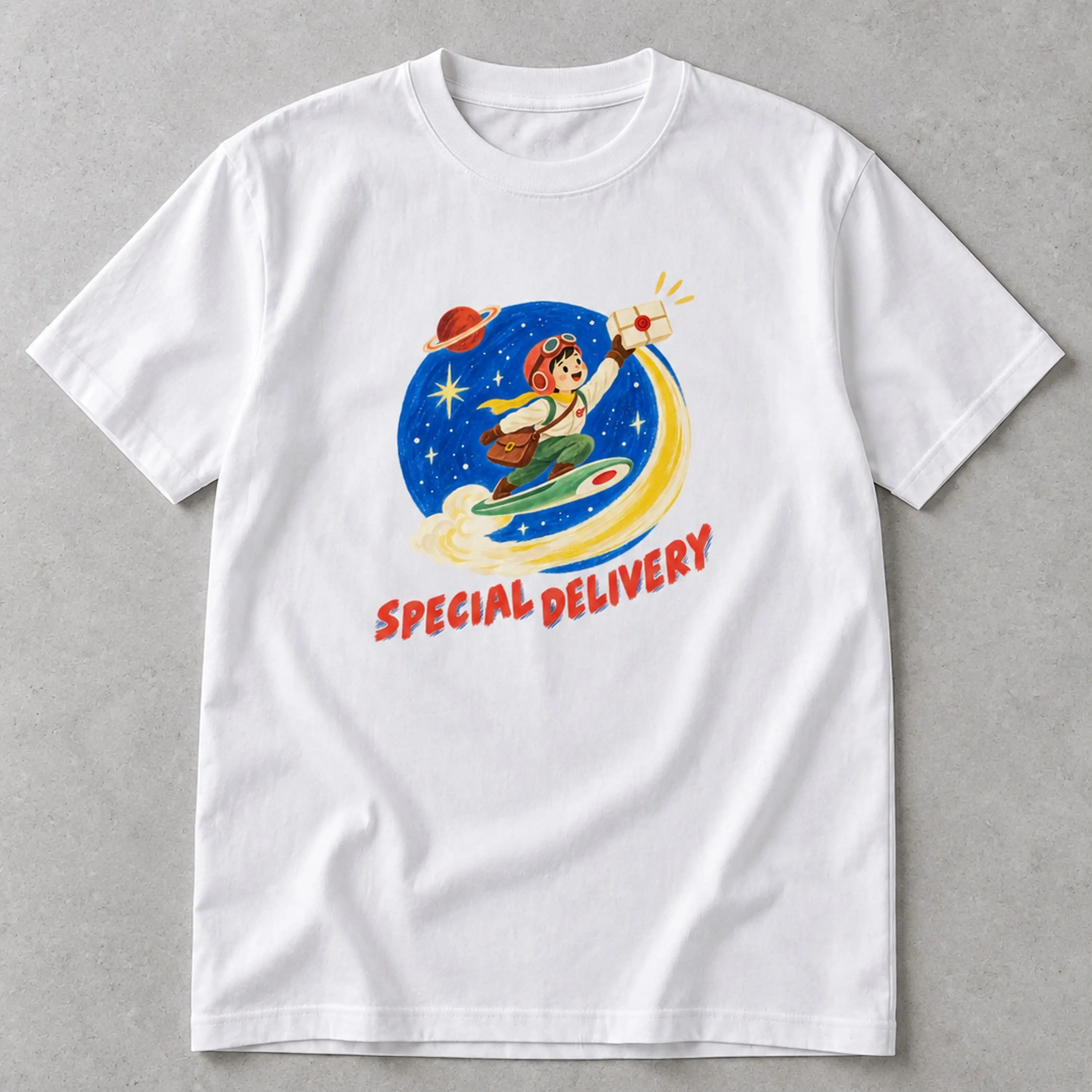 Cosmic Courier Illustrated T-Shirt, Front and Back Print