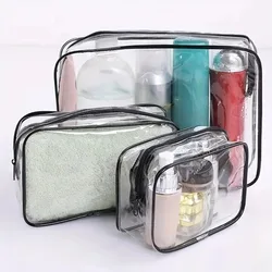 Simple PVC Clear Makeup Bag Transparent Waterproof Cosmetic Storage Case Travel Make Up Organizer Pouch Bath Toiletry Wash Bag