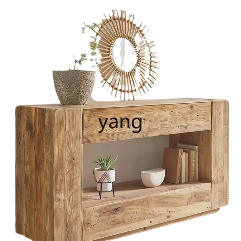 

LH solid wood porch cabinet retro B & B living room old pine decoration wabi sandy wind against the wall