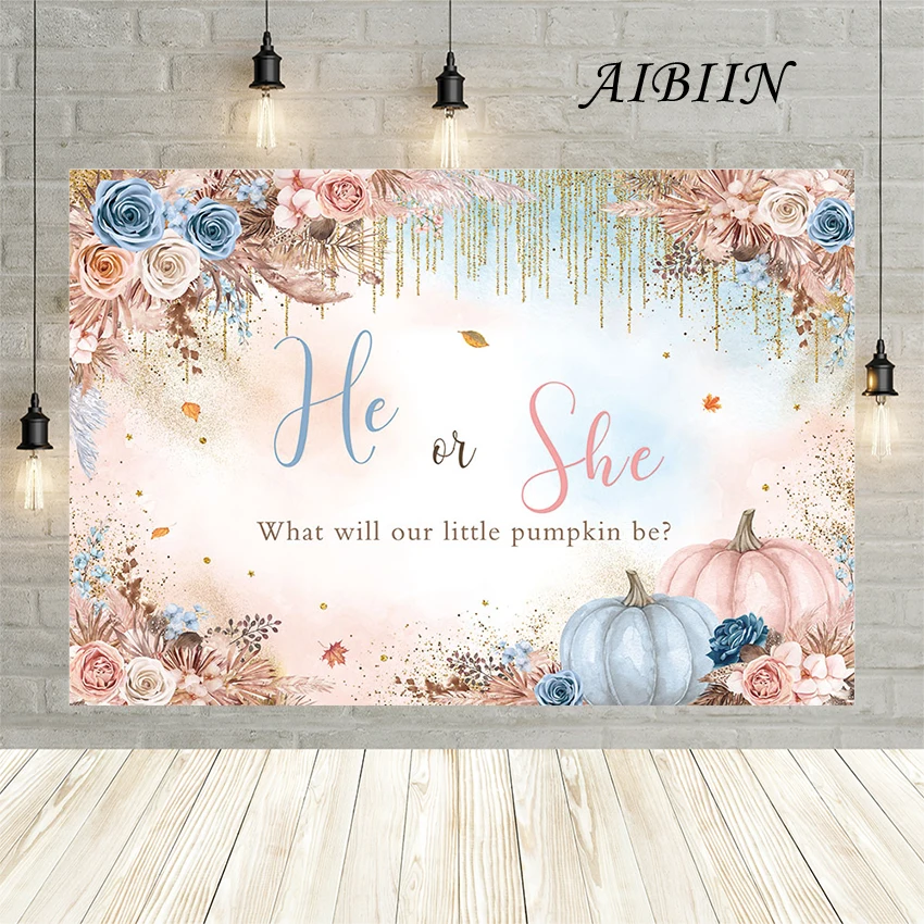 

AIBIIN Gender Reveal Background Customized Baby Shower Newborn Boy Girl Poster Photography Backdrop Celebrate party decoration