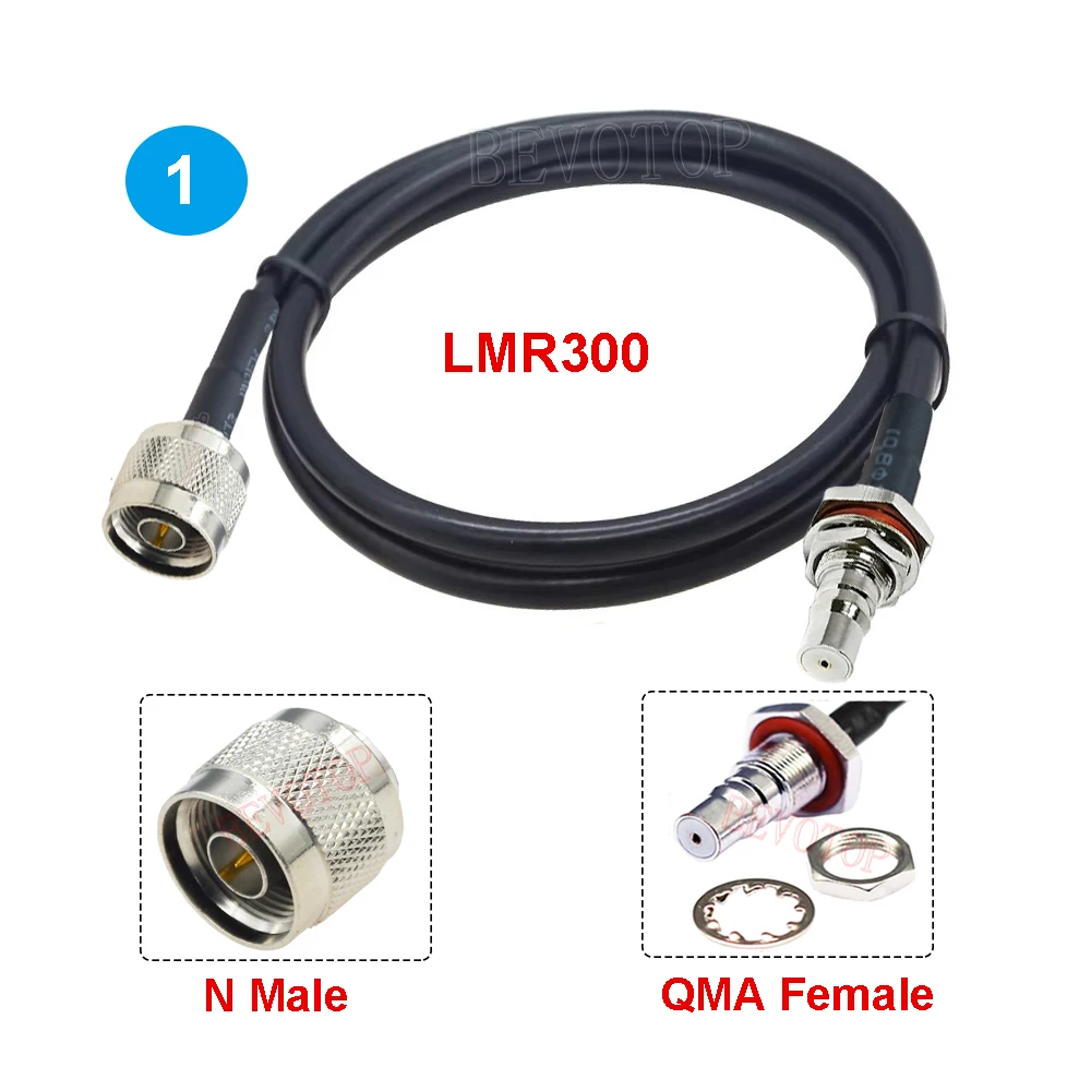 1PCS LMR300 Cable Low Loss 50-5 RF Coaxial Jumper 10CM~30M N Male/Female to QMA Male/Female Connector for Wireless Communication
