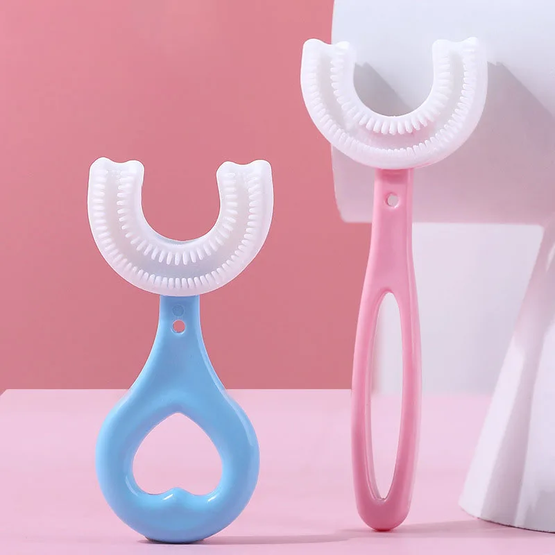 U-shaped Silica Gel Three Sides Children's Toothbrush New Soft Brush Safely Clean Teeth Reusable Not Damaging The Gums