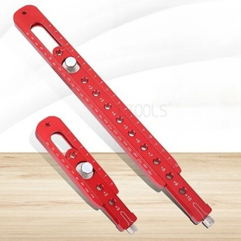 Bussola multifunzionale regolabile per tracciatore per la lavorazione del legno con scala metrica, righello di posizionamento, strumenti hardware per disegno in lega di alluminio