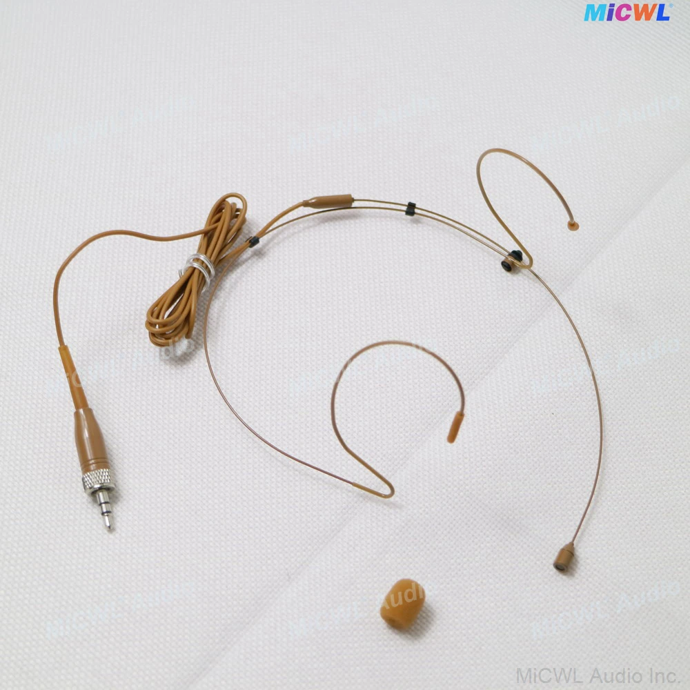Tan HM200 Double Ear Headset Microphone For Sennheiser EW122 G3 G4 Wireless BodyPack 3.5mm Jack Lock