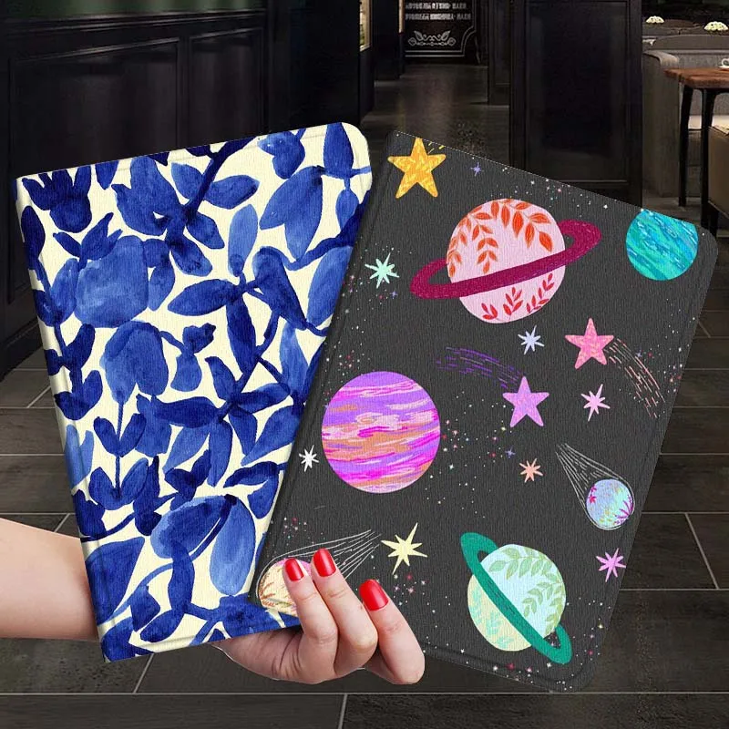 Blue Leaf Pattern Art Gift Tablet Case For Apple iPad Air Pro mini 1 2 3 4 5 6 7 8 9 11 M2 M3 M5 M4 5th 6th 7th 10th 11th