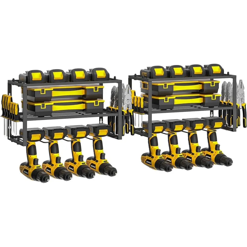 

Power Tool Organizer - Power Drill Tool Holder - Heavy Duty Tool Shel & 2 Pack 3 Layers Tool Rack - Floating Tool Shel Wall Moun