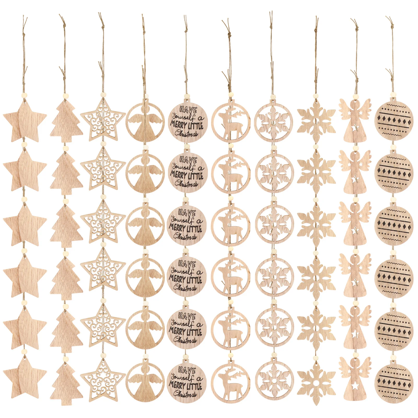 

60pcs Christmas Decoration Pendant Wood Xmas Hanging Hollow Out Star 2 Xmas Pendant 3 5 6 Number Party Home nament