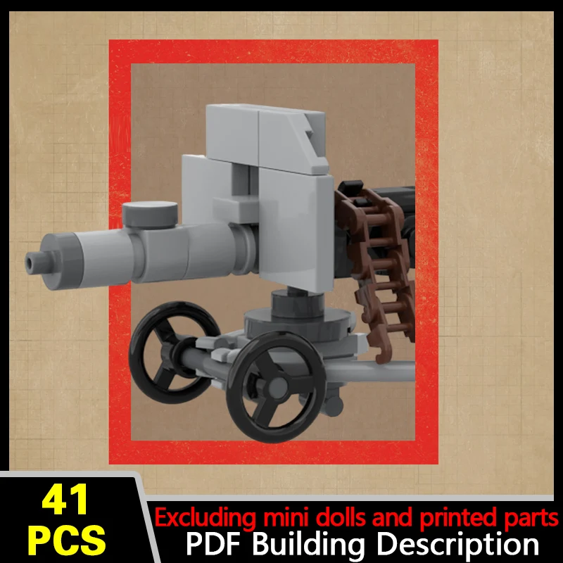 M1910 Heavy Machine Gun Model MOC Building Bricks War Equipment Style Modular Technology Gifts Holiday Assemble Toys Suit