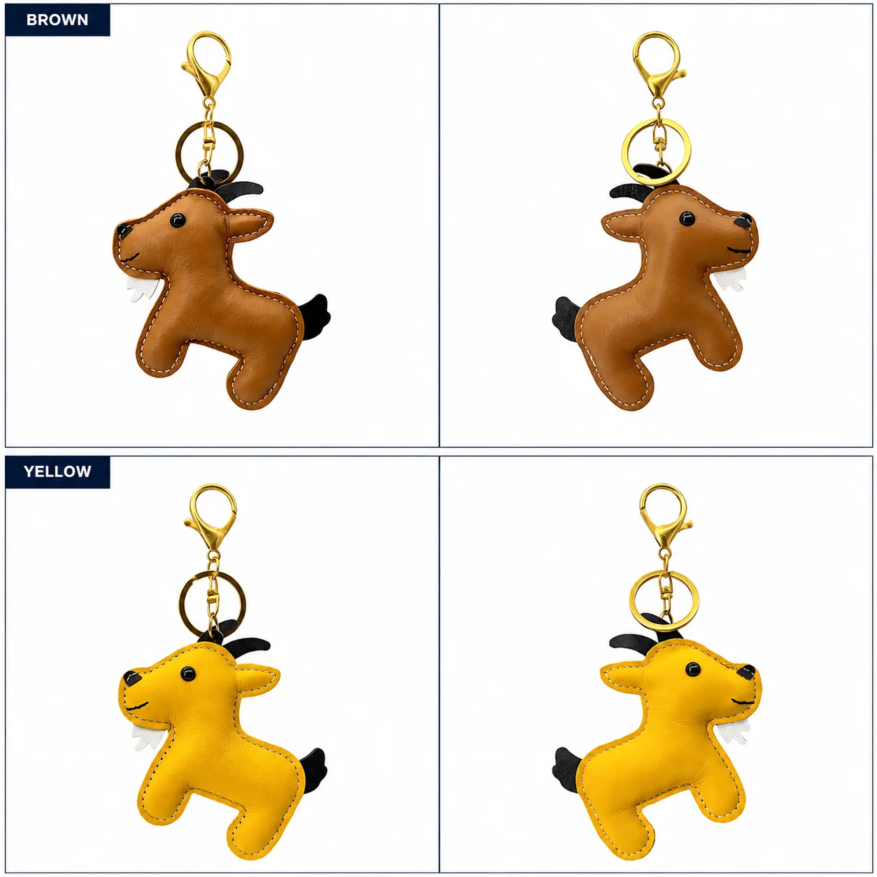 Genuine Leather Handbag Charm Cartoon Goat Charm Bag Pendant Keychain Cute Top Layer Cowhide for Women Purse Pendant Accessory