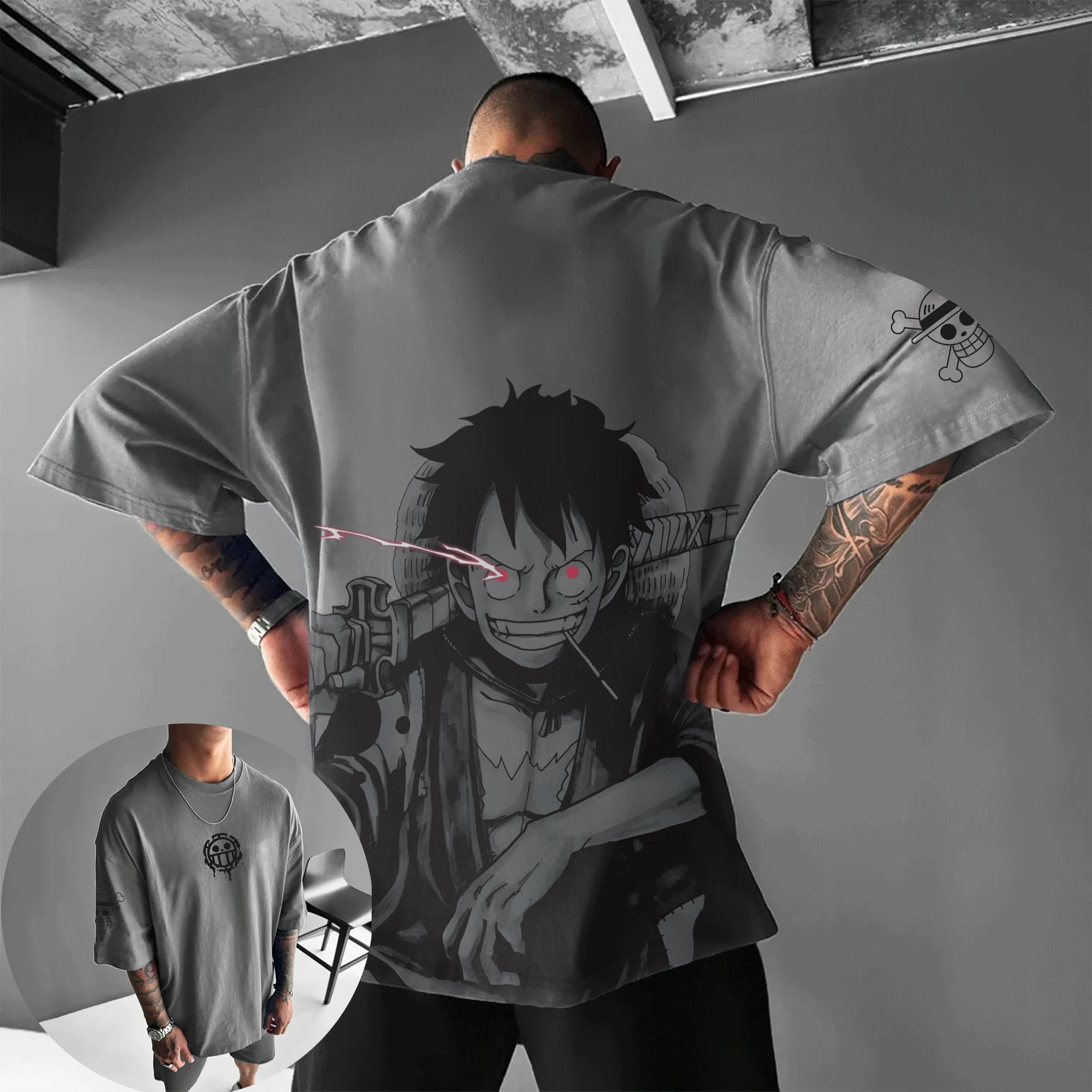 

One Piece Anime Luffy The Land of Darkness Harmony T-shirt 2026 Summer Men Casual Cotton Oversized T-shirt Heavy Duty T-shirt