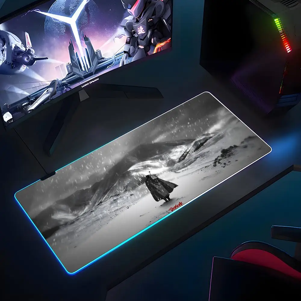 

Anime Berserk Mouse Pad RGB Rubber Antislip Keyboard Pad 40x90cm Mousepad Gaming Accessories XXL Office Computer Mat