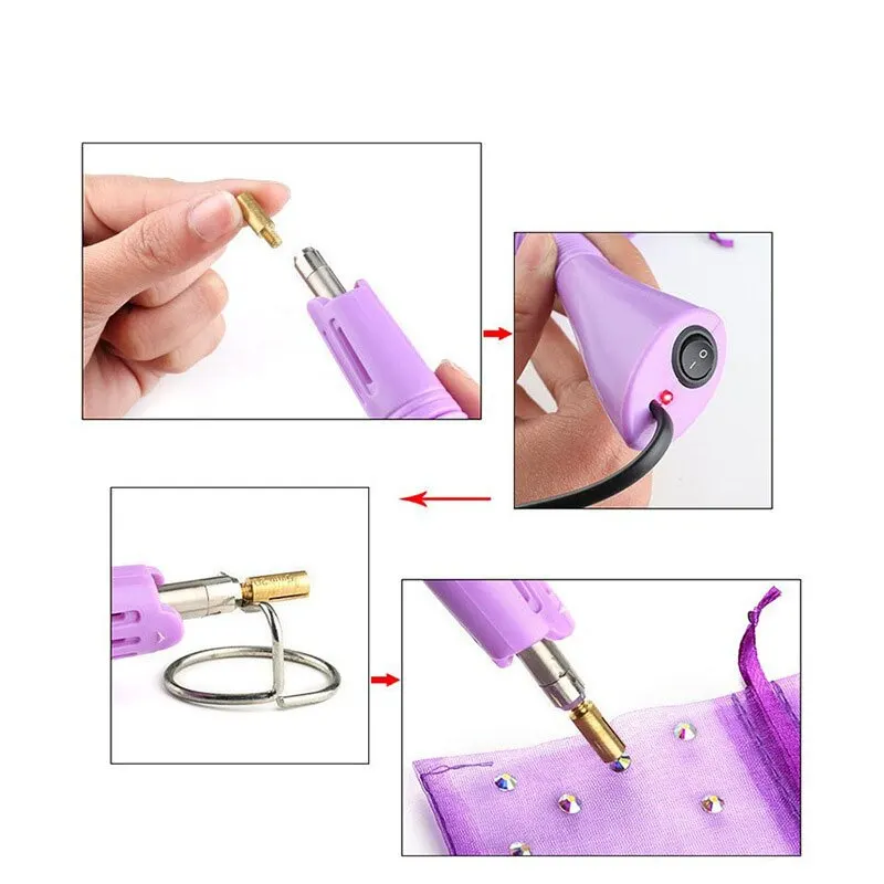 EU /US Purple Hotfix Rhinestone Applicator Hot Fix Applicator Fast Heating Iron-on Wand Heat-fix Rhinestones Glass Diamond Tool