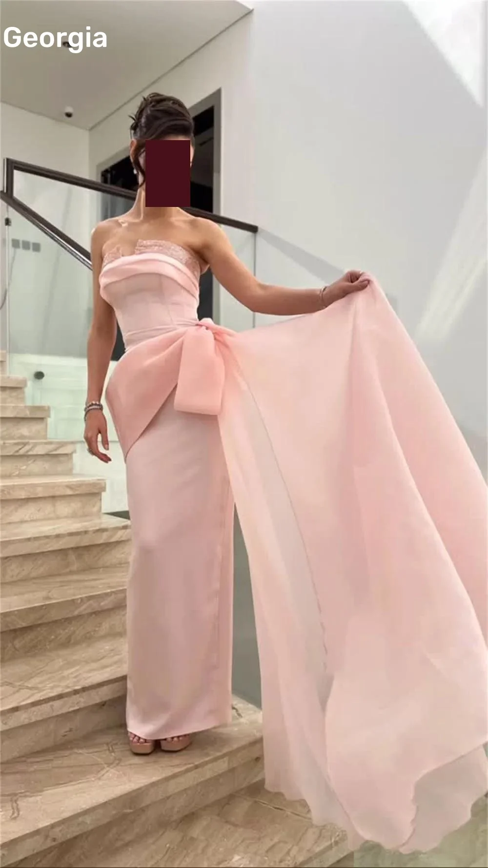 فساتين للمناسبات الخاصة Customized Column Strapless Dresses For Prom Floor-Length Beadings Luxury Evening Dresses Bow